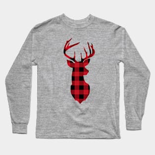 Buffalo plaid deer, Christmas Shirt Long Sleeve T-Shirt